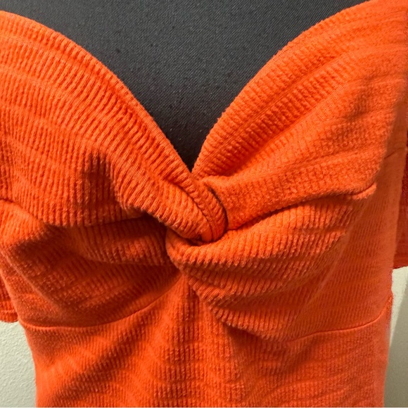NWOT Idyllwind Orange Knot Front Top XL Western Boho Stretch Ribbed Chic Style - Picture 3 of 10